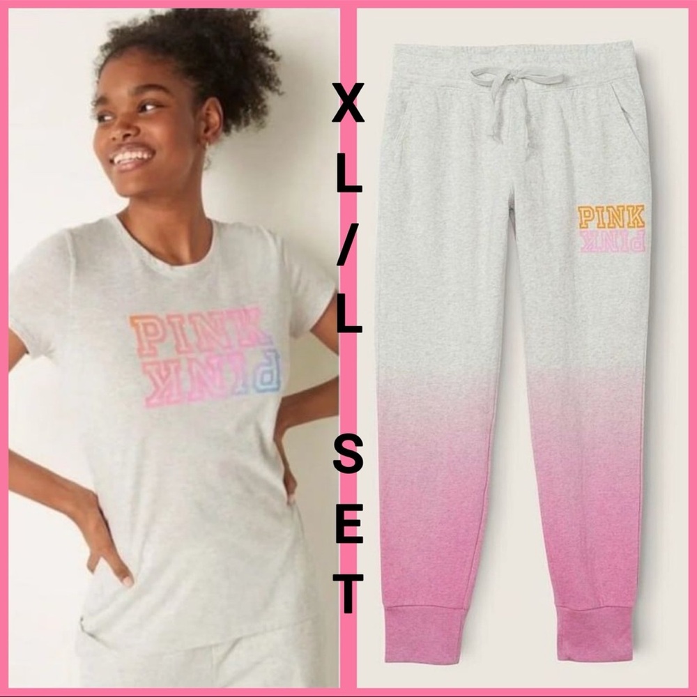 Pink Logo T-Shirt and Ombre Joggers Set